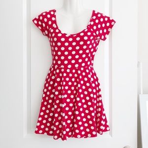 Red Fit and Flare Dress with White Polka Dots